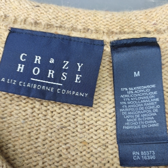 Crazy Horse Liz Claiborne Womens Medium Sweater V-neck Pullover Fall Autumn Silk - Picture 10 of 12